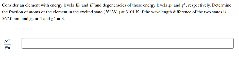 Solved Consider An Element With Energy Levels Eo And E And Chegg