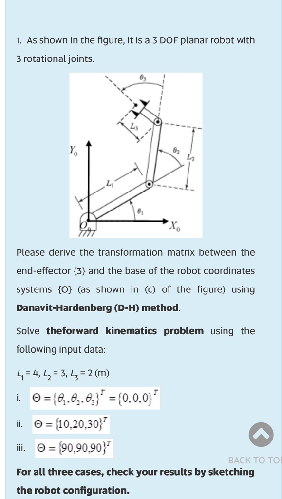 Solved As Shown In The Figure It Is A Dof Planar Robot Chegg