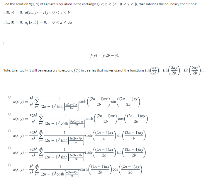 Solved Find The Solution U X Y Of Laplace S Equation In Chegg