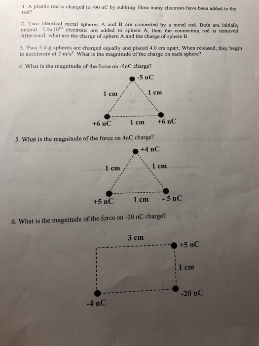 Solved A Plastic Rod Is Charged To Rod Nc By Rubbing How Chegg