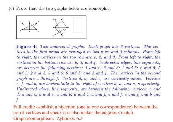 Solved C Prove That The Two Graphs Below Are Isomorphic Chegg