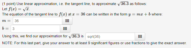 Solved Point Use Linear Approximation I E The Tangent Chegg