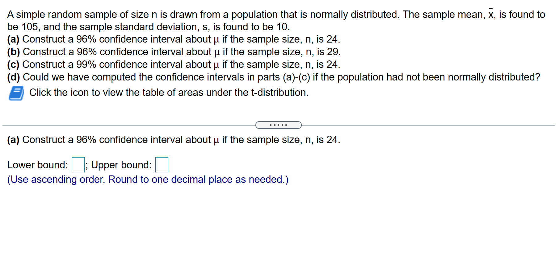 Solved A Simple Random Sample Of Size N Is Drawn From A Chegg