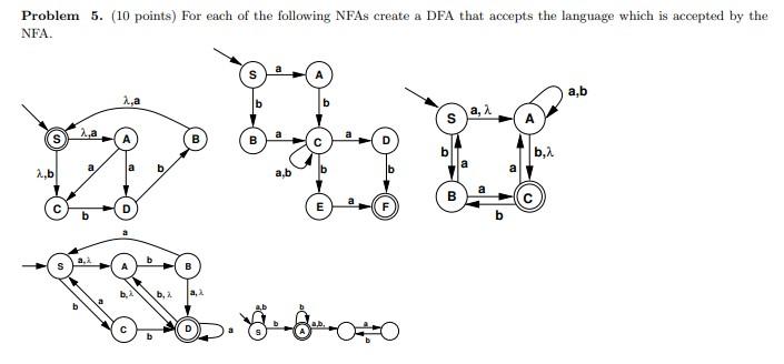 Solved Problem 5 10 Points For Each Of The Following NFAs Chegg