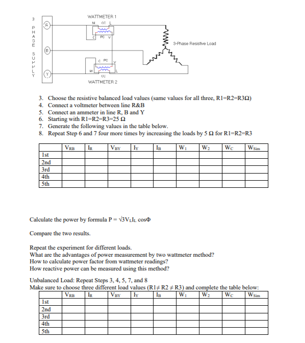 Solved Lab 6 3 Phase Power Measurement Using Two Wattmeters Chegg