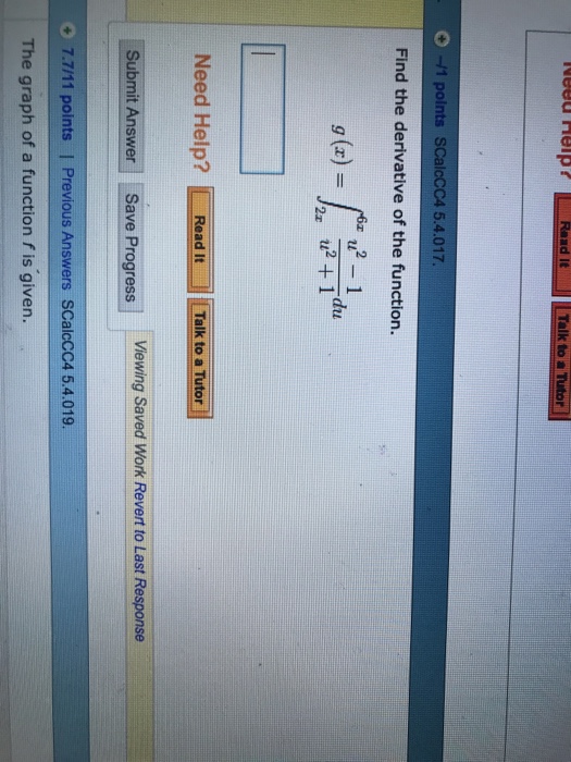 Solved 1 Points SCalcCC4 5 4 017 Find The Derivative Of The Chegg