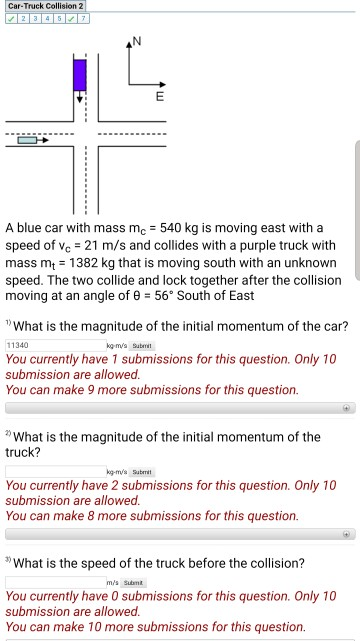 Solved Car Truck Collision A Blue Car With Mass Mc Chegg