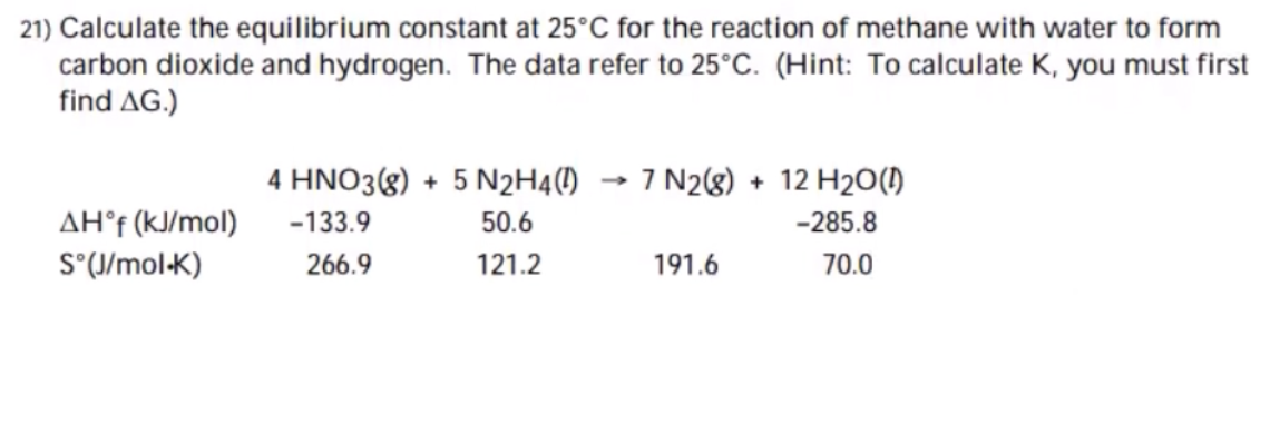 Solved 21 Calculate The Equilibrium Constant At 25C For Chegg