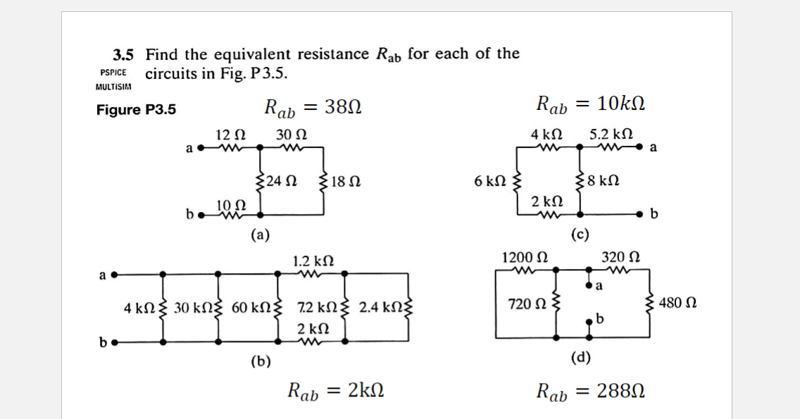 Solved 3 5 Find The Equivalent Resistance Rab For Each Of Chegg