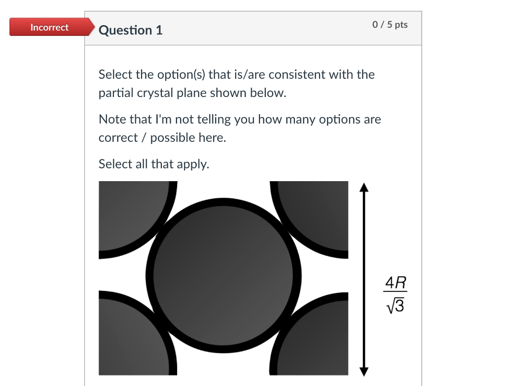 Solved Incorrect Pts Question Select The Option S Chegg