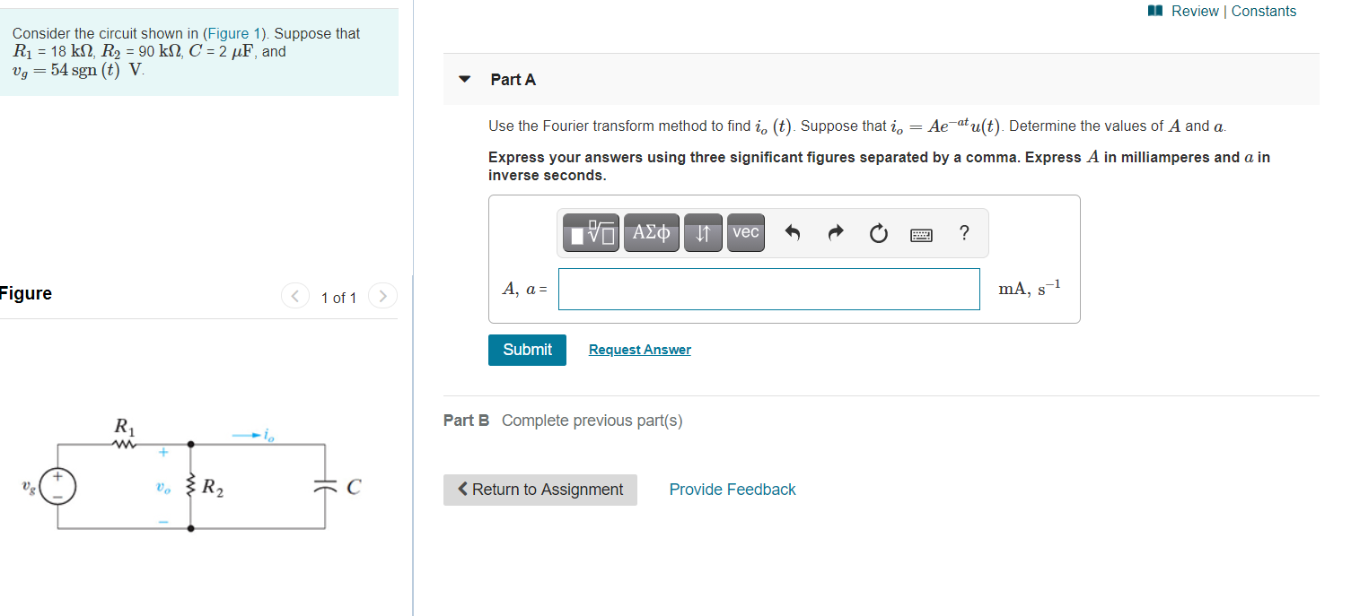 Solved A Review Constants Consider The Circuit Shown In Chegg