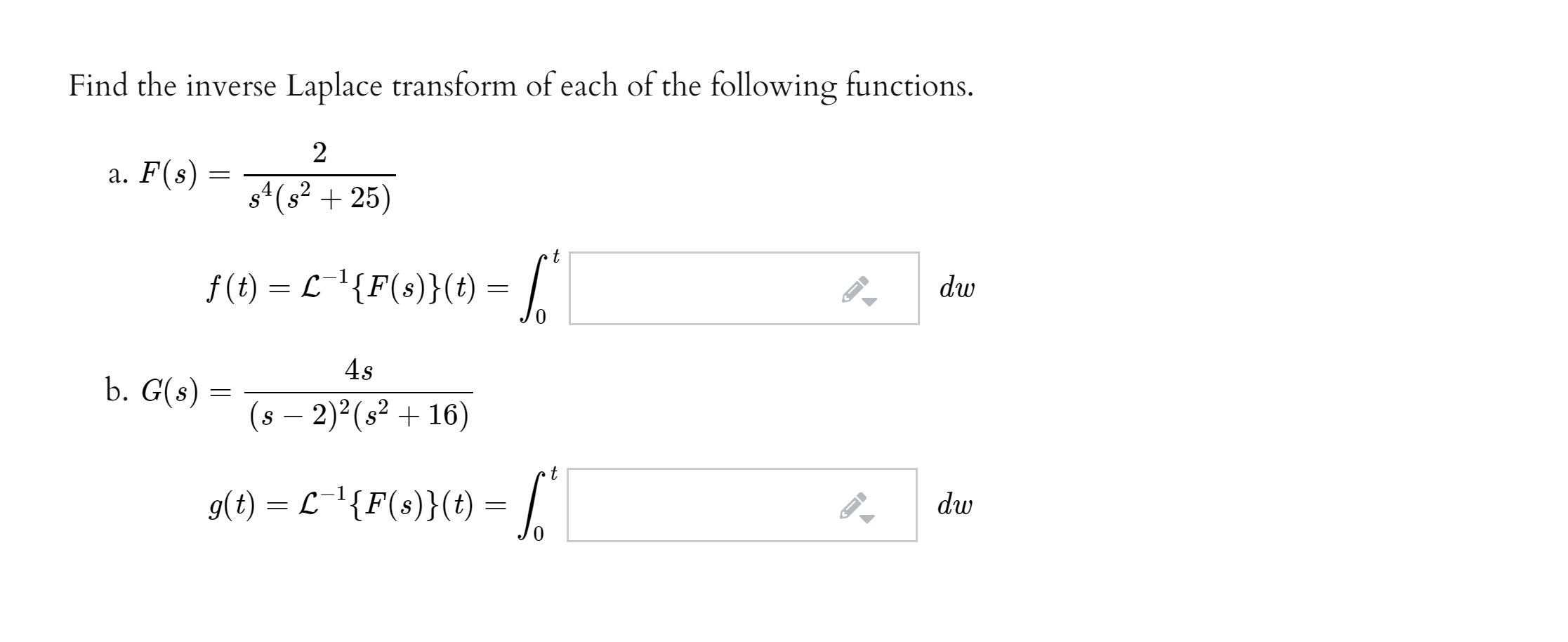 Solved Find The Inverse Laplace Transform Of Each Of The Chegg