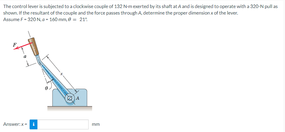 Solved The Control Lever Is Subjected To A Clockwise Co
