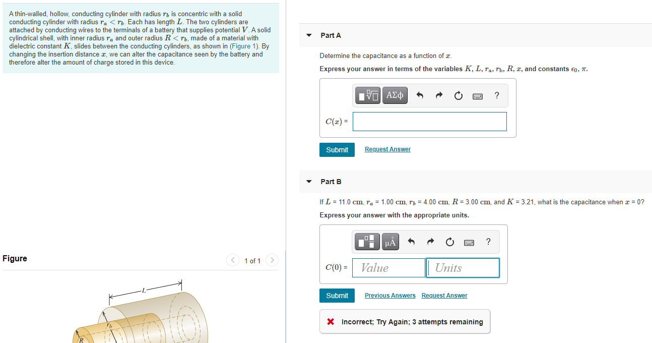 Solved A Thin Walled Hollow Conducting Cylinder With Chegg