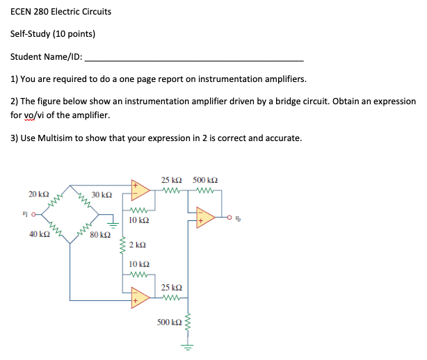 Solved Ecen Electric Circuits Self Study Points Chegg