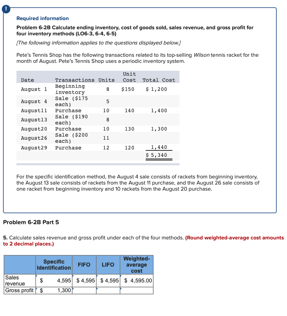 Solved Required Information Problem 6 2B Calculate Ending Chegg