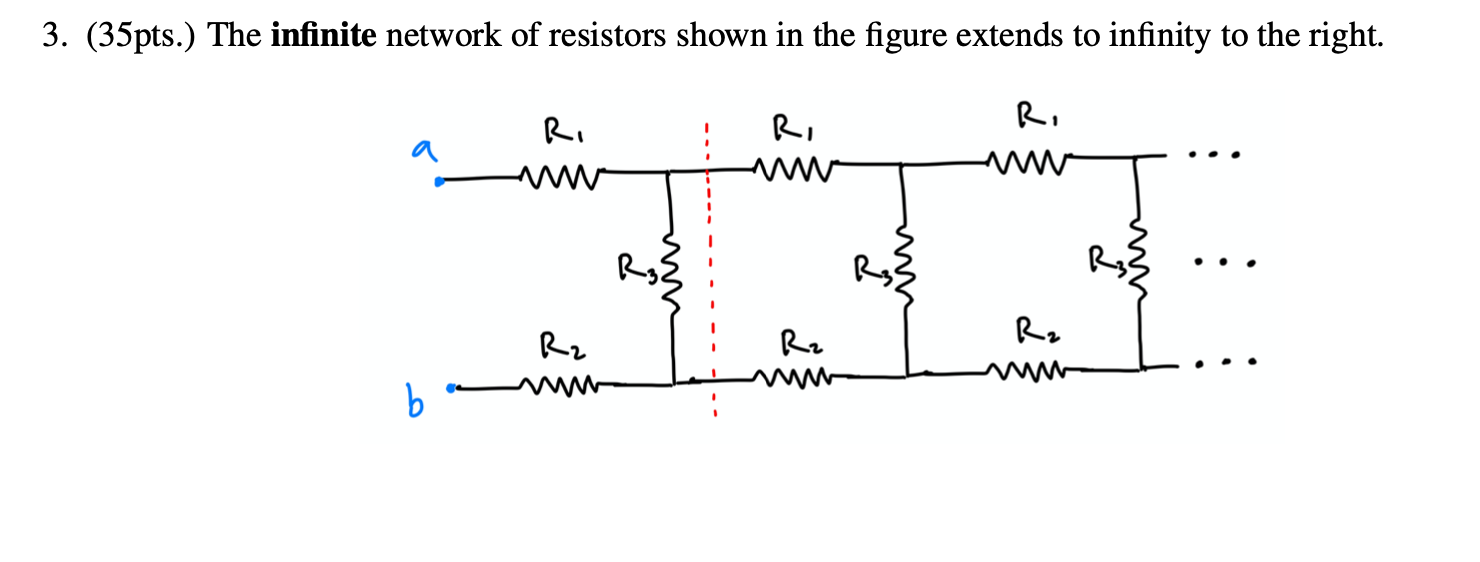 Solved 3 35pts The Infinite Network Of Resistors Shown Chegg