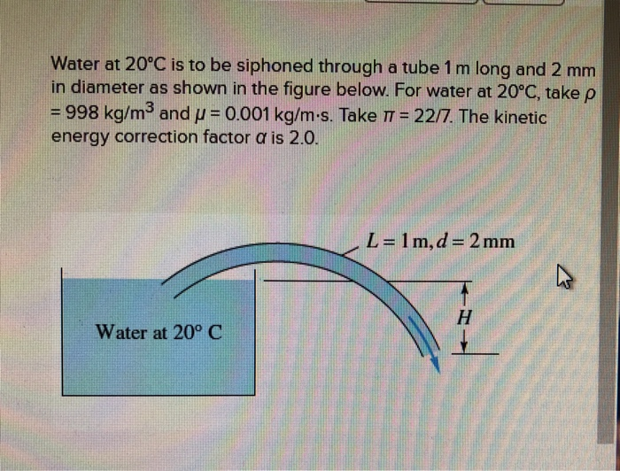 Solved Water At C Is To Be Siphoned Through A Tube M Chegg