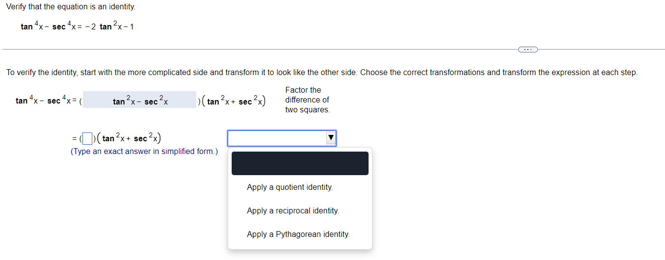 Solved Verify That The Equation Is An Identity Chegg