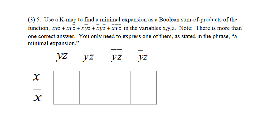 Solved 3 5 Use A K Map To Find A Minimal Expansion As A Chegg