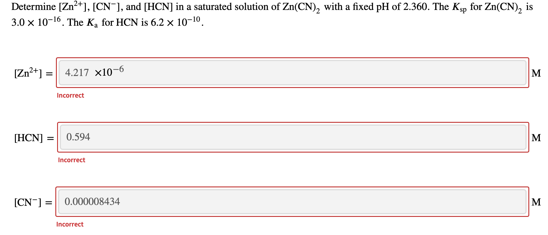 Solved Determine Zn Cn And Hcn In A Saturated Chegg