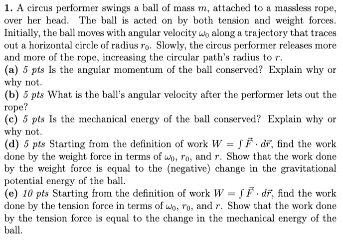 Solved A Circus Performer Swings A Ball Of Mass M Chegg