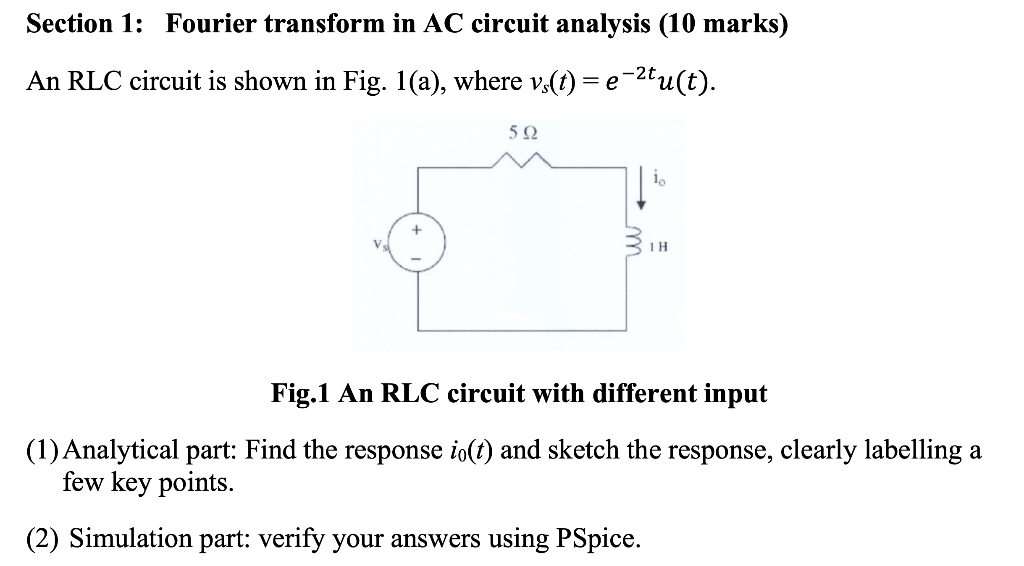 Solved Section 1 Fourier Transform In AC Circuit Analysis Chegg