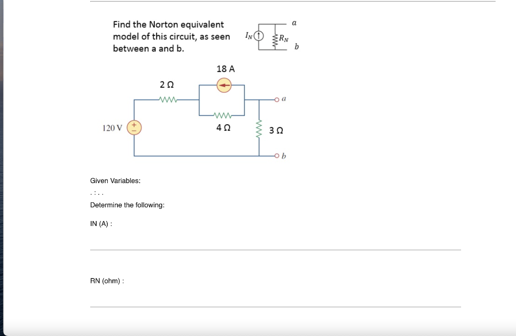 Solved Find The Norton Equivalent Model Of This Circuit