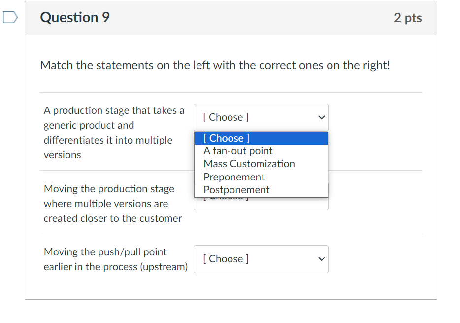 Solved Match The Statements On The Left With The Correct Chegg