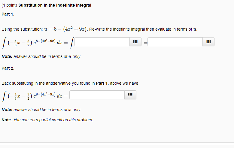 Solved Point Substitution In The Indefinite Integral Chegg