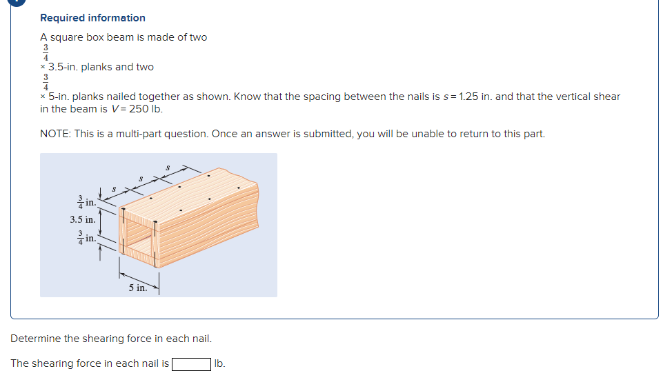 Solved Required Information A Square Box Beam Is Made Of Two Chegg