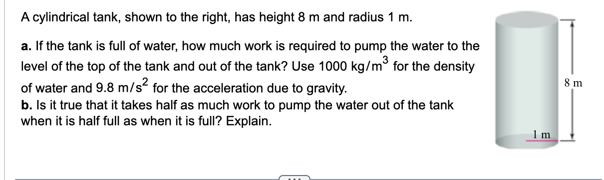 Solved A Cylindrical Tank Shown To The Right Has Height Chegg