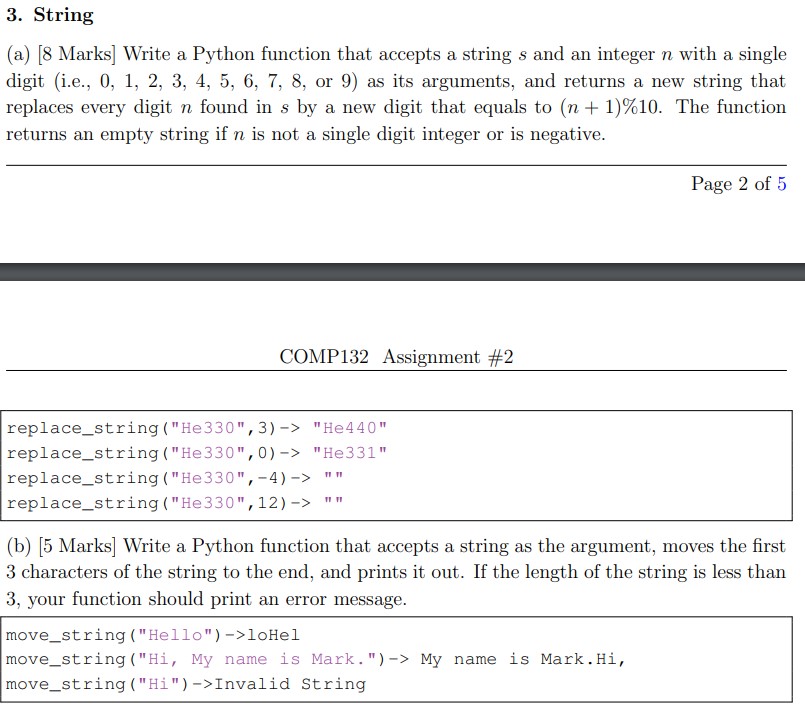 Solved 3 String A 8 Marks Write A Python Function That Chegg