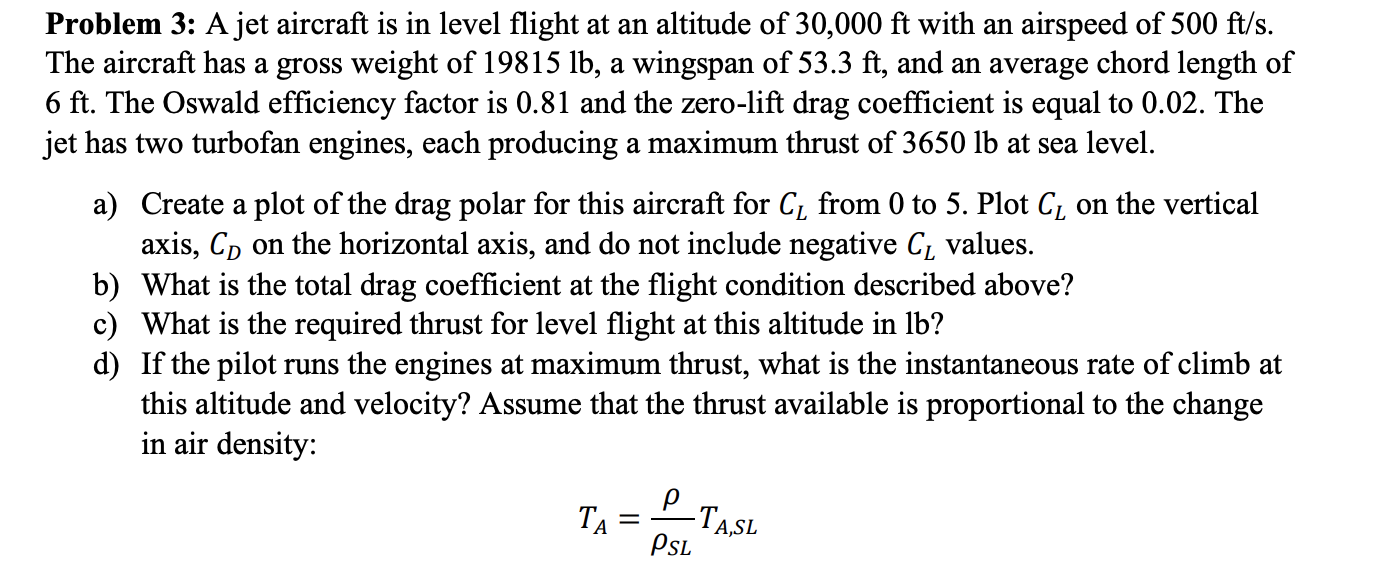 Solved Problem A Jet Aircraft Is In Level Flight At An Chegg