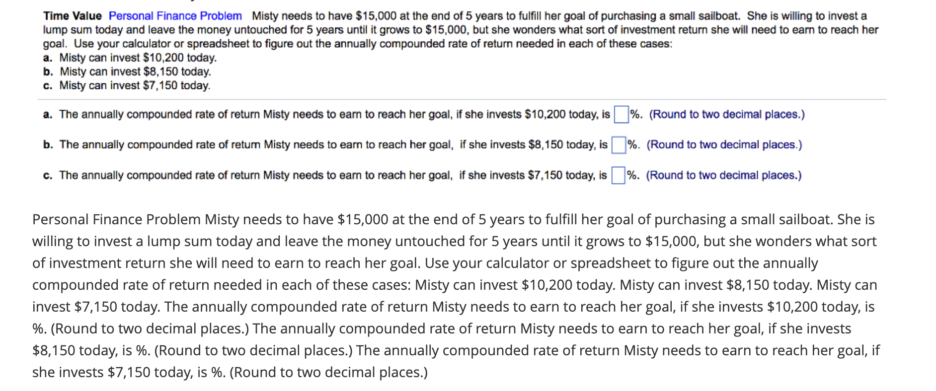 Solved Time Value Personal Finance Problem Misty Needs To Chegg