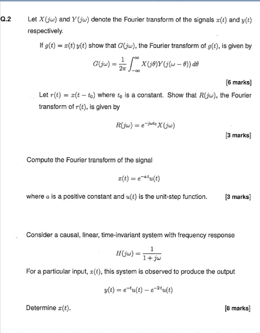 Solved Let X J And Y J Denote The Fourier Transform Of Chegg