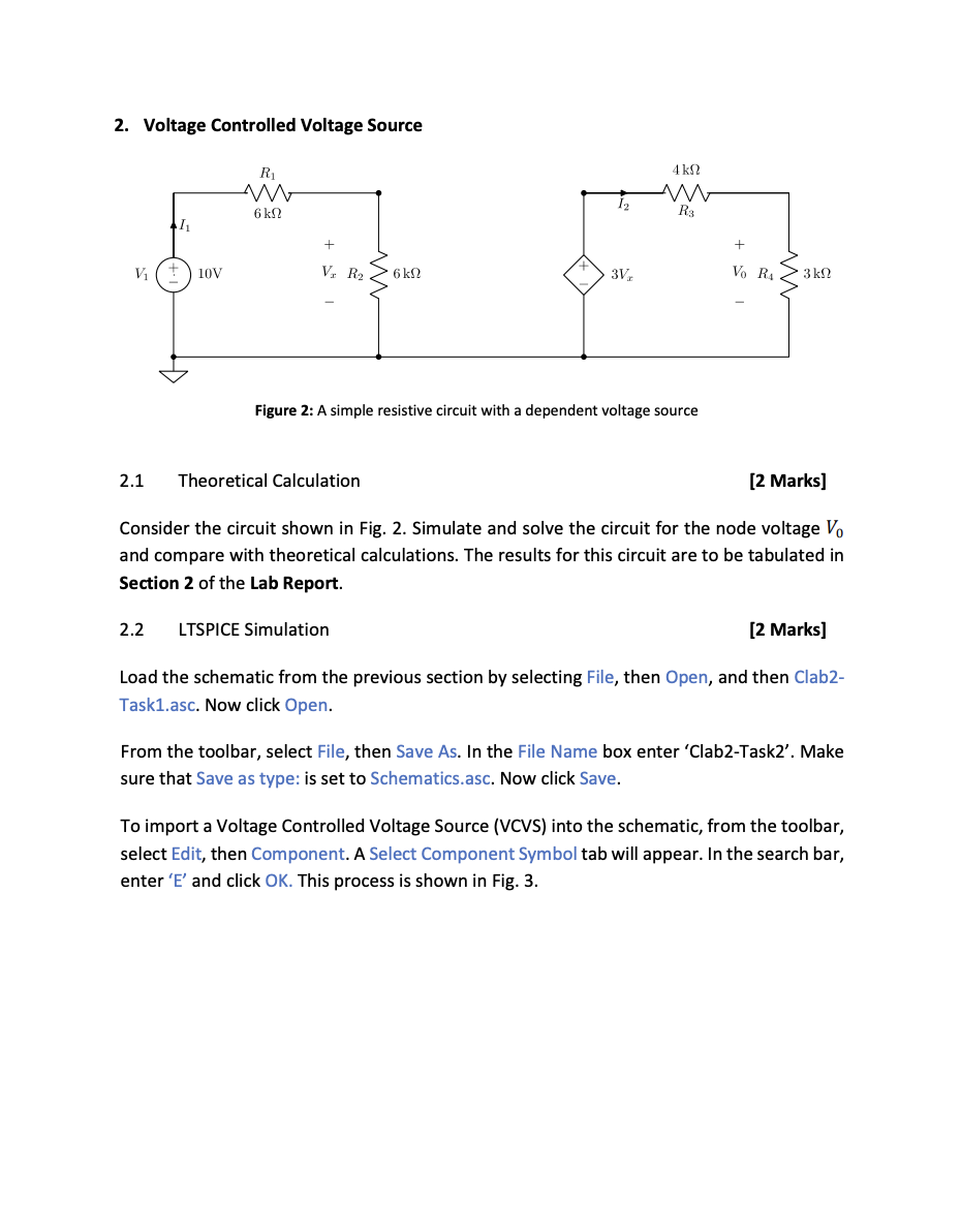 Solved 2 Voltage Controlled Voltage Source Figure 2 A Chegg