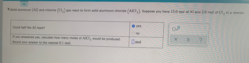 Solved Solid Aluminum AI And Chlorine C12 Gas React To Chegg