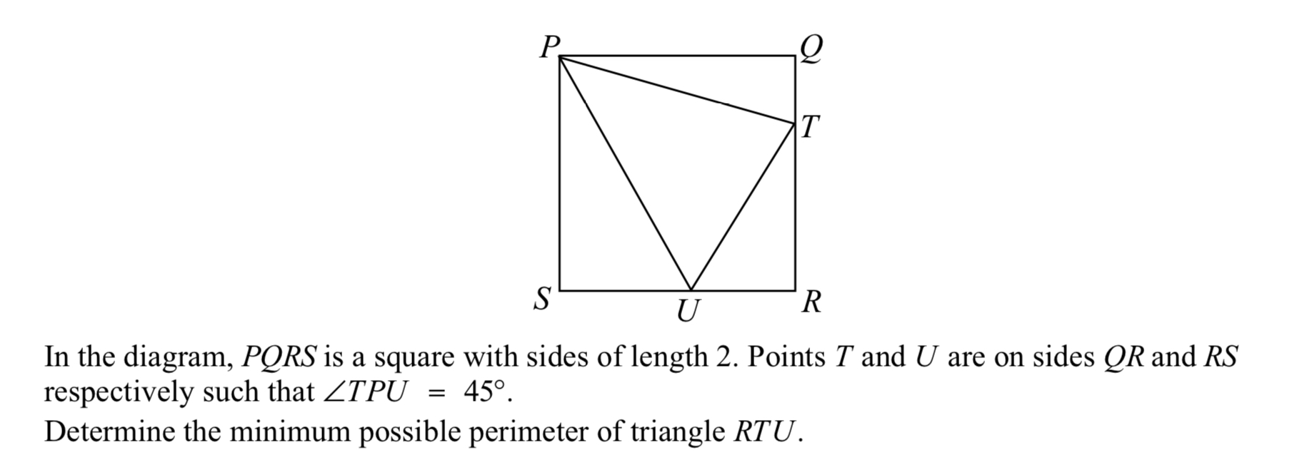 Solved In The Diagram Pqrs Is A Square With Sides Of Length Chegg