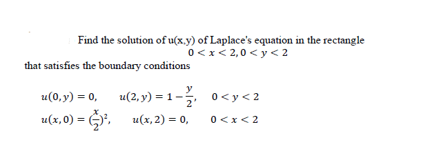 Solved Find The Solution Of U X Y Of Laplace S Equation In Chegg