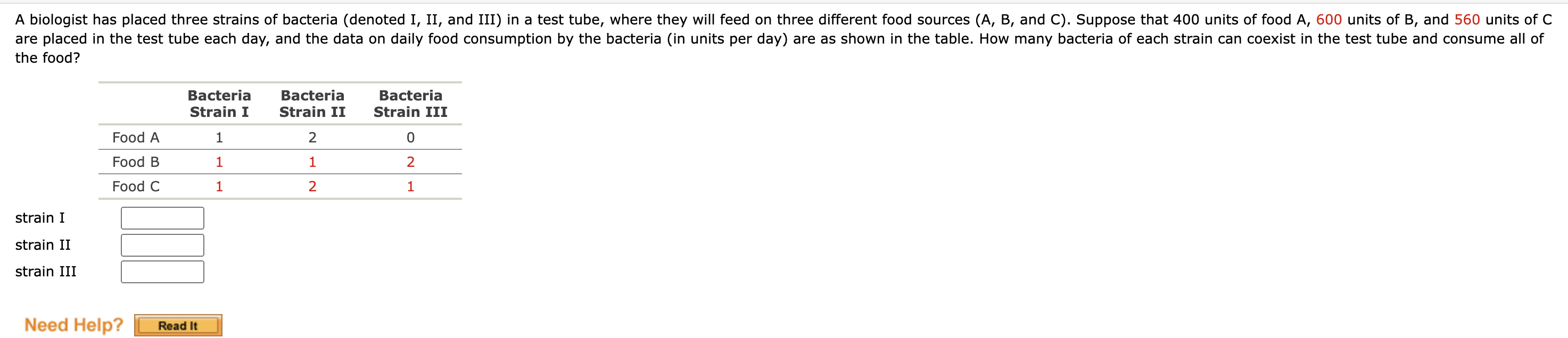 Solved The Food Begin Tabular Lccc Hline Bacteria Chegg