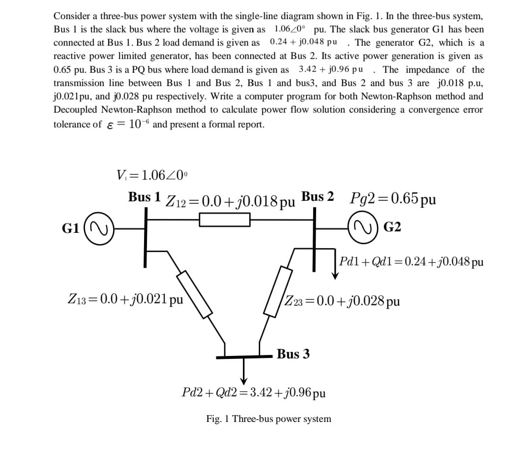 Solved Consider A Three Bus Power System With The Chegg