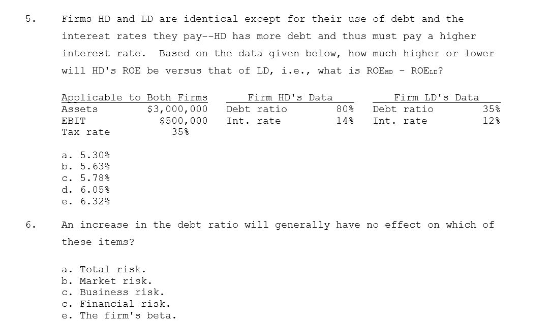 Solved Firms Hd And Ld Are Identical Except For Their Use Chegg