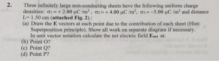 Solved 2 Three Infinitely Large Non Conducting Sheets Have Chegg