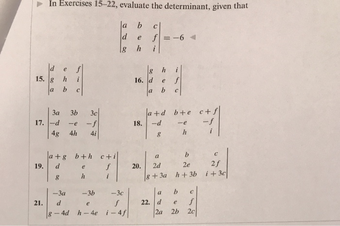 Solved In Exercises Evaluate The Determinant Given Chegg