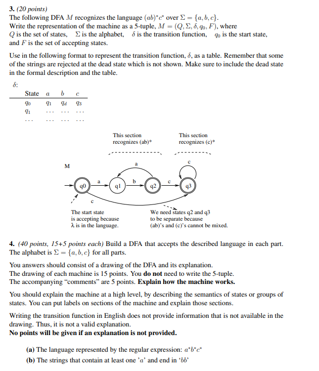 Solved 3 20 Points The Following DFA M Recognizes The Chegg