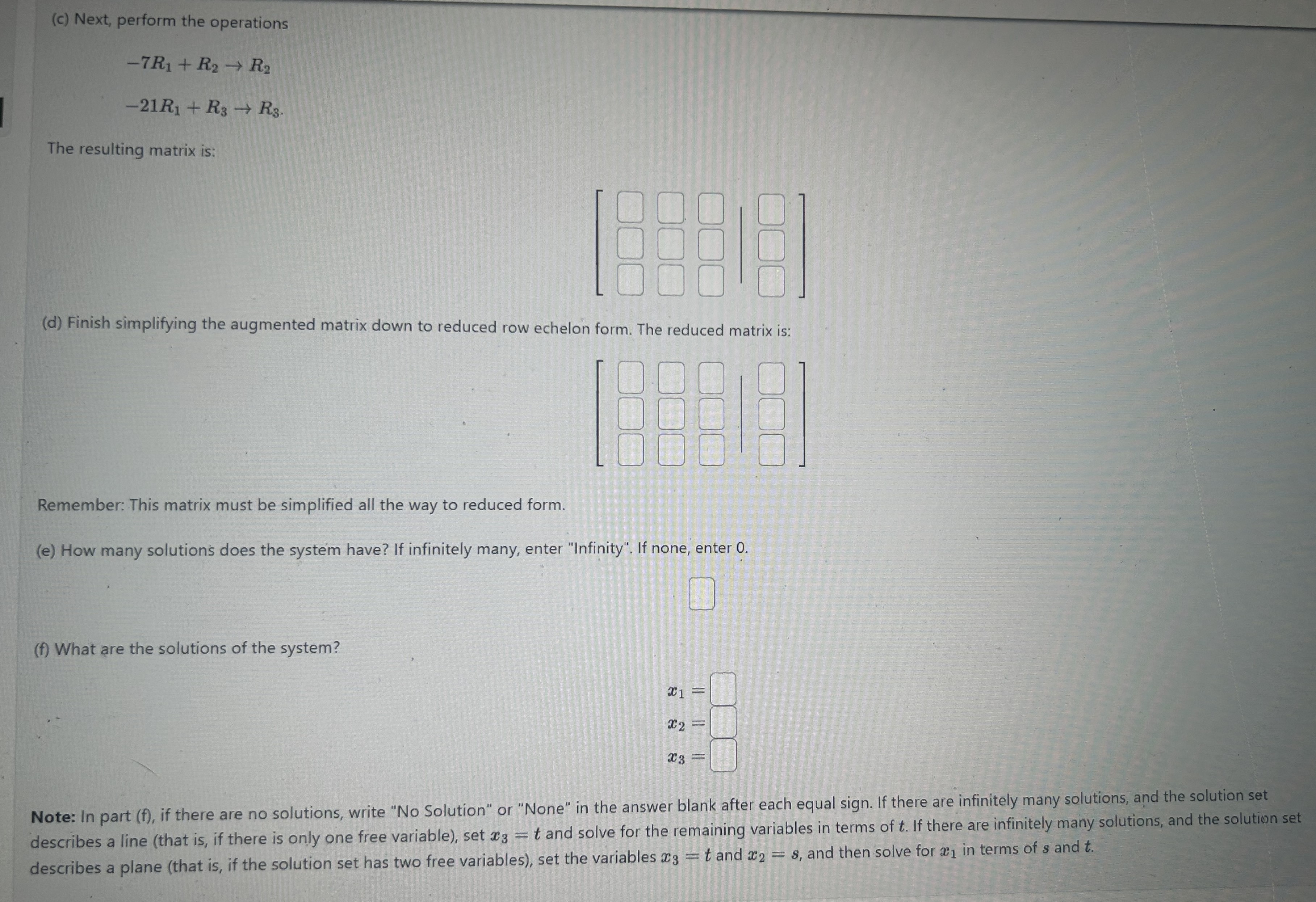 Solved Solve The Following System Using Augmented Matrix Chegg