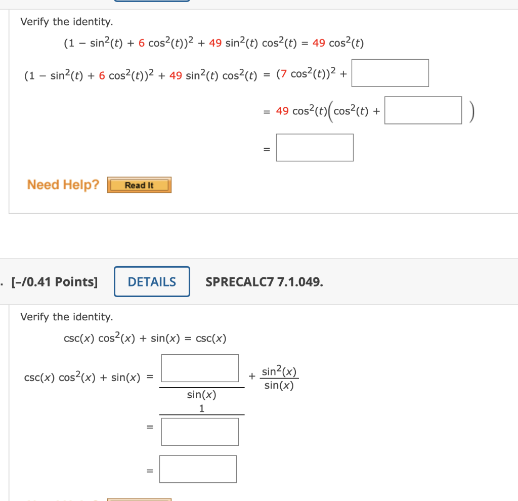 Solved Verify The Identity Chegg