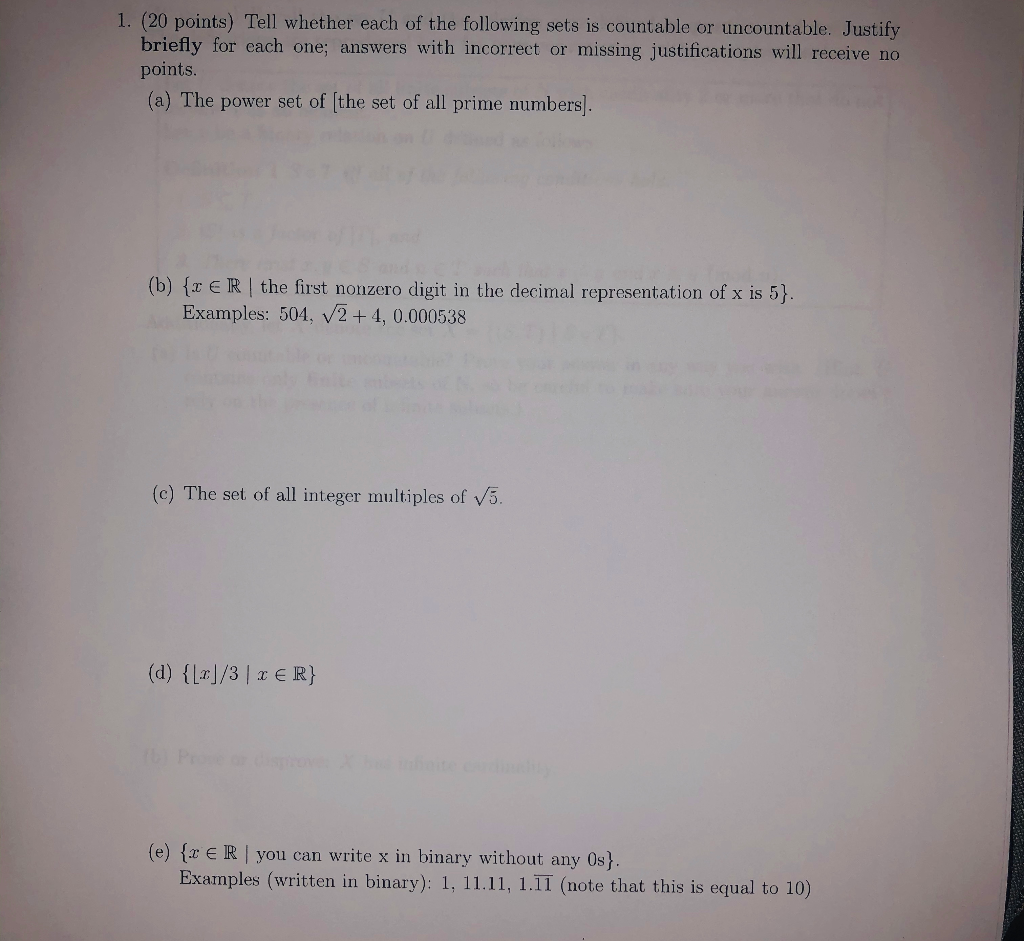 Solved 1 20 Points Tell Whether Each Of The Following Chegg