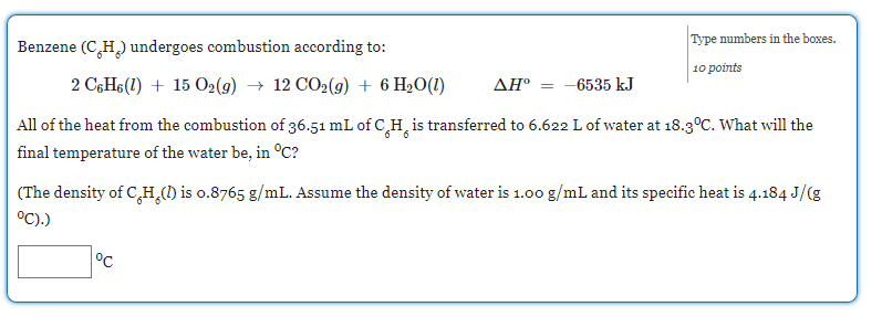 Solved Benzene CH Undergoes Combustion According To Type Chegg